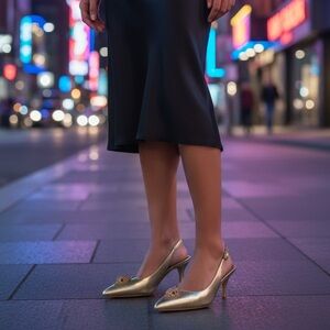 Kurt Geiger Gold Slingback Heels